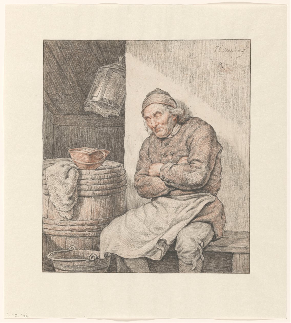 Hombre sentado y dormido de Pieter Christoffel Wonder