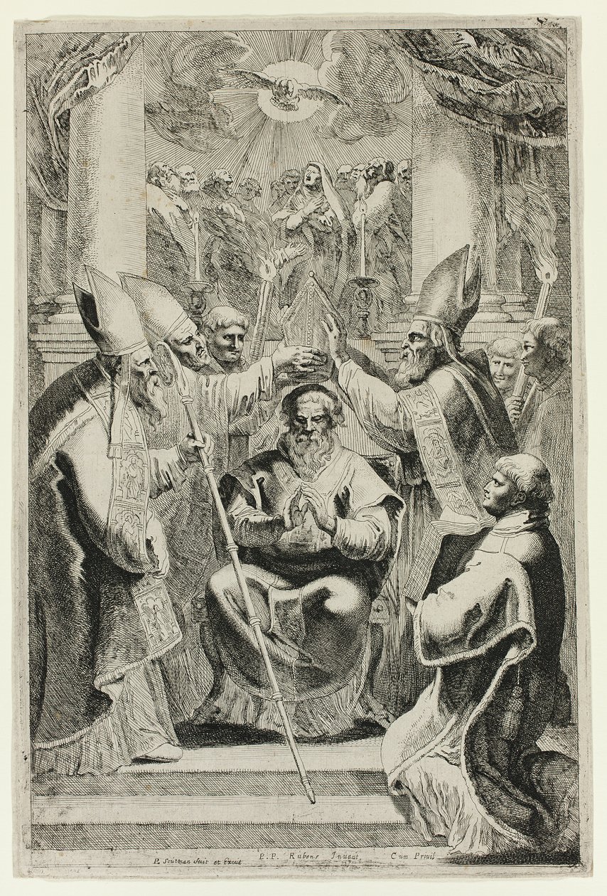Consagración del obispo de Noyon con escena de Pentecostés encima de Pieter Claesz. Soutman