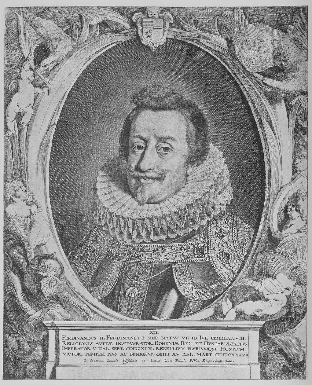 Fernando II, Emperador del Sacro Imperio Romano, grabado por Pieter van Sompel, 1644 de Pieter Claesz Soutman