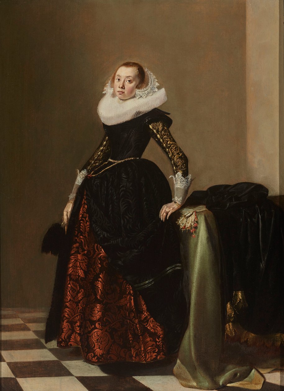 Retrato de una joven ricamente vestida, c.1630 (óleo sobre tabla) de Pieter Codde