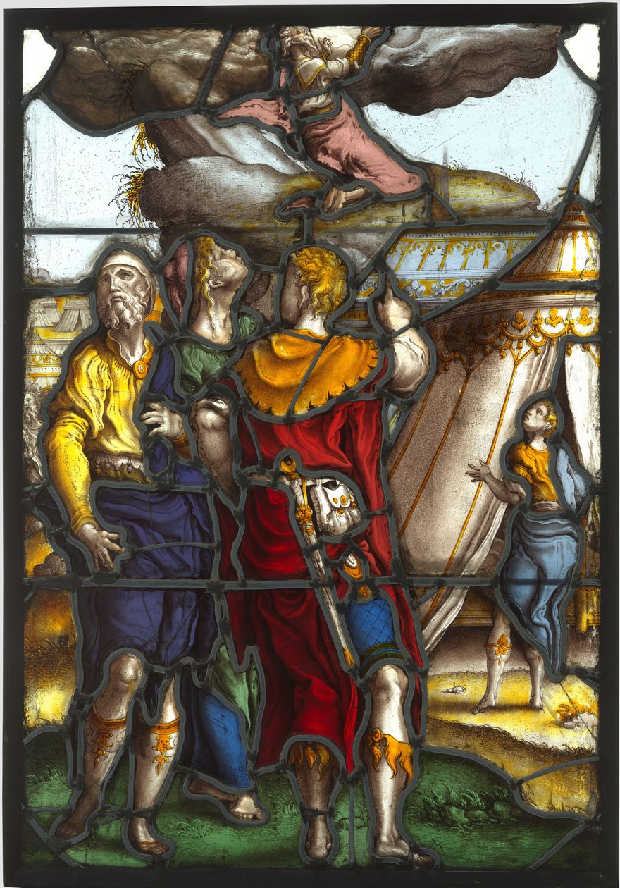 Cristal de ventana que representa a Moisés en el monte Sinaí de Pieter Coecke van Aelst (I) (circle of)