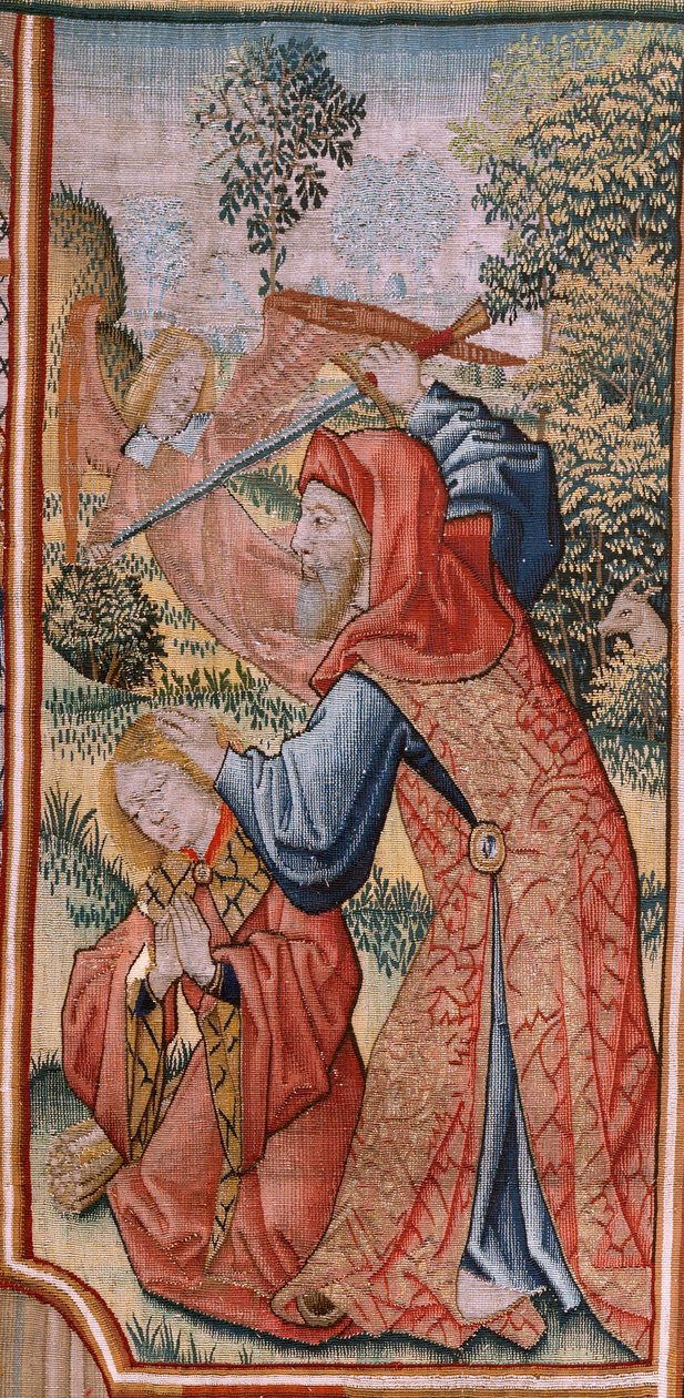Tapiz flamenco. Serie Episodios de la Vida de la Virgen; Presentación en el Templo (Presentación en el Templo). Segundo tapiz de la serie. Modelos atribuidos a Jan van Roome (o van Brussel). Fabricación Pieter van Aelst, Bruselas. CA 1502-1504. de Pieter Coecke van Aelst