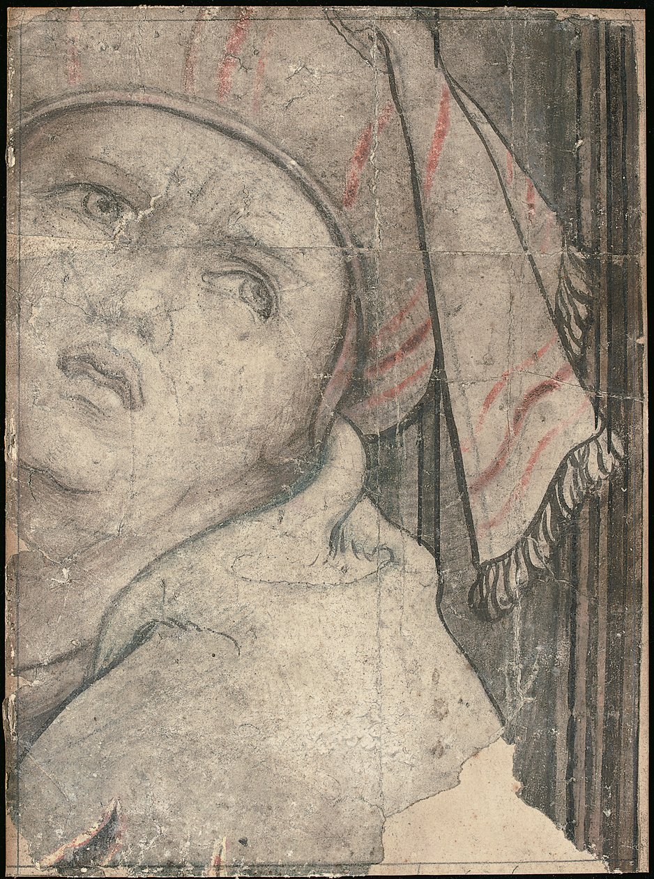 Cabeza de un hombre con turbante mirando hacia arriba de Pieter Coecke van Aelst