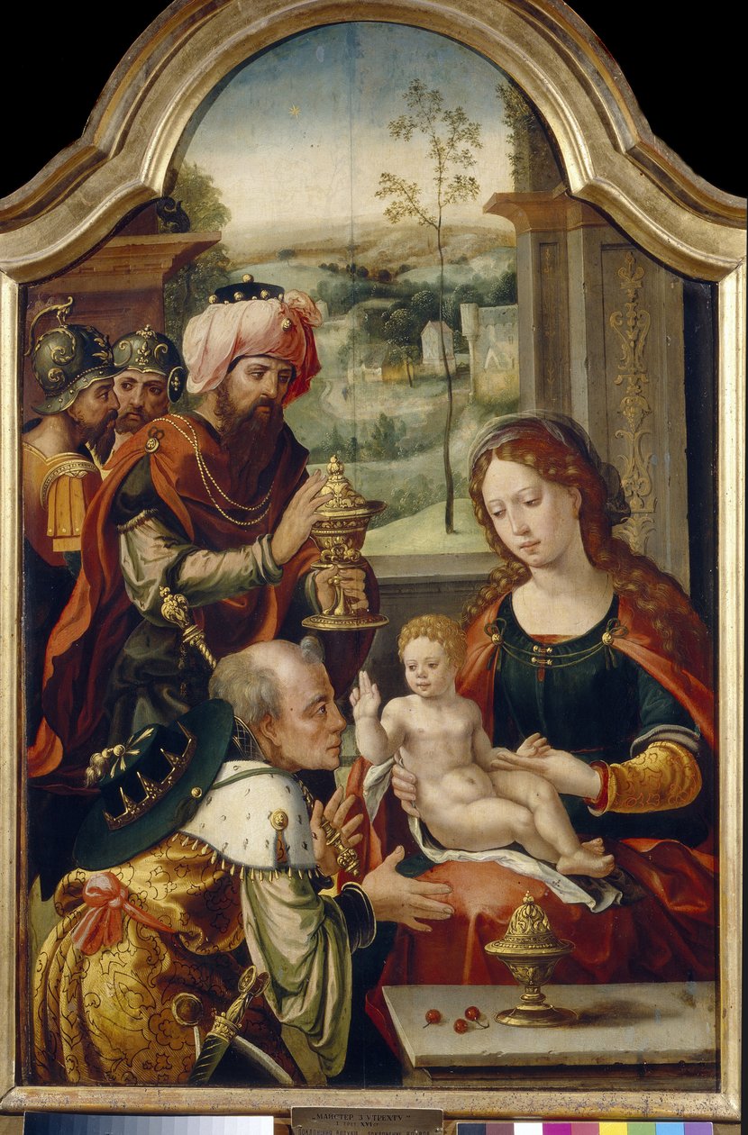 La Adoración de los Reyes Magos. Pintura de Pieter Coecke van Aelst el Viejo (1502-1555), óleo sobre tabla, primera mitad del siglo XVI. Arte primitivo flamenco. Galería Estatal de Arte, Lviv (Ucrania). de Pieter Coecke van Aelst