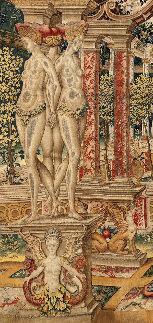 Vertumnus y Pomona: Vertumnus transformado en podador. ca. 1550 (tapiz) de Pieter Coecke van Aelst