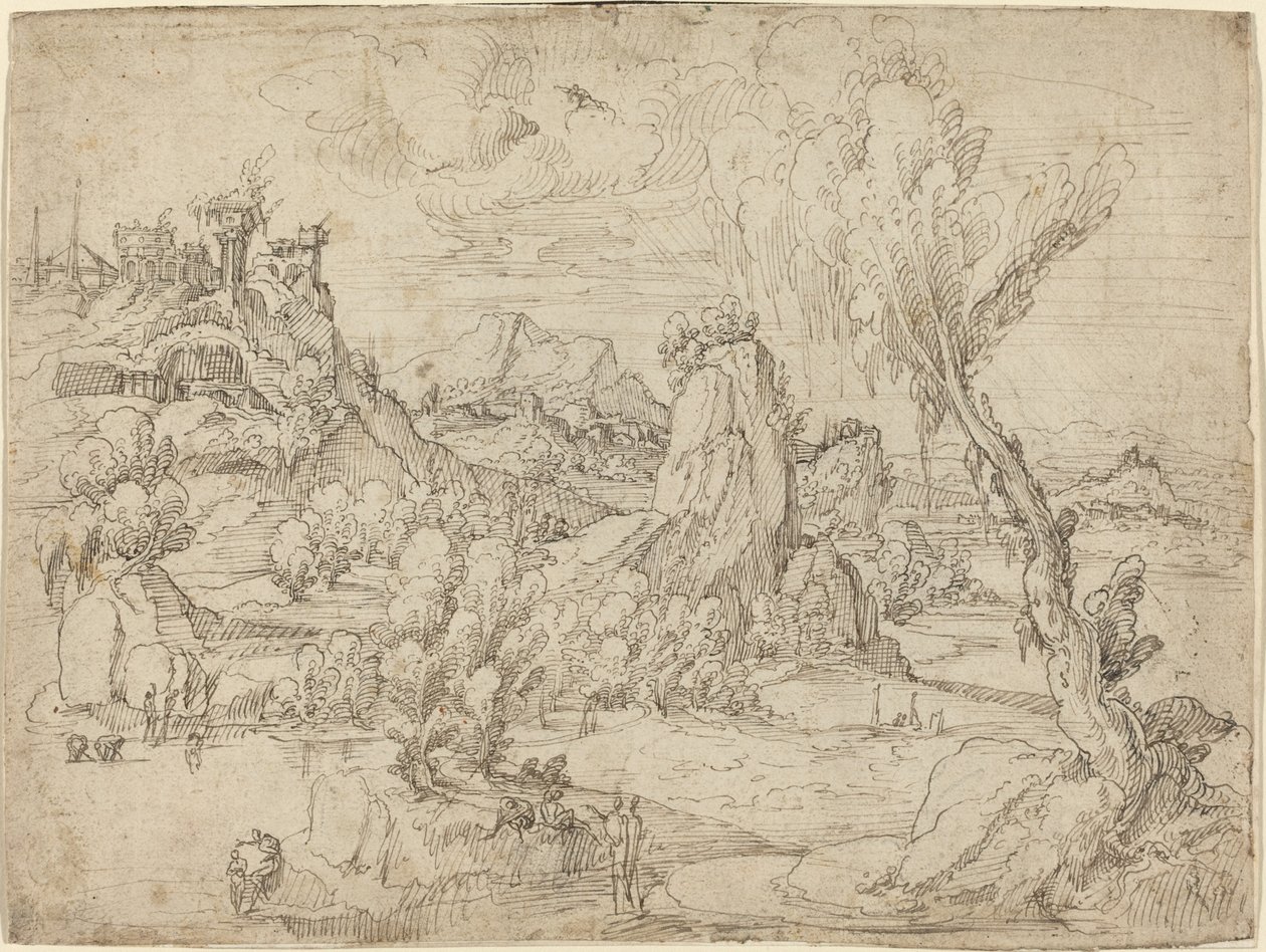 Paisaje con el bautismo de Cristo de Pieter Cornelisz Kunst