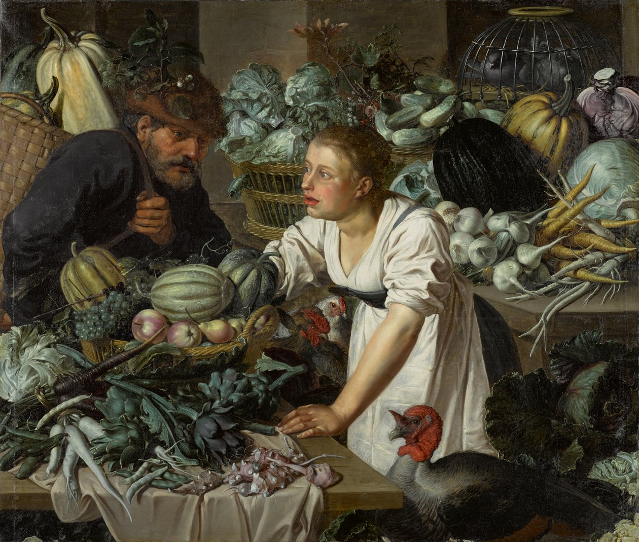 Naturaleza muerta con dos figuras de Pieter Cornelisz. van Rijck