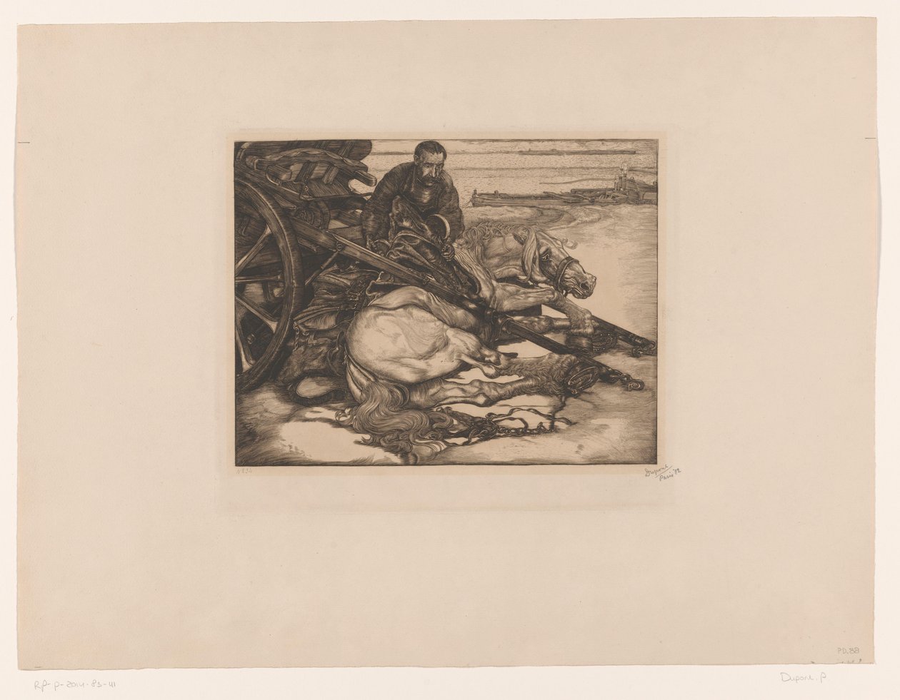 Caballo de tiro herido de Pieter Dupont (signed by artist)