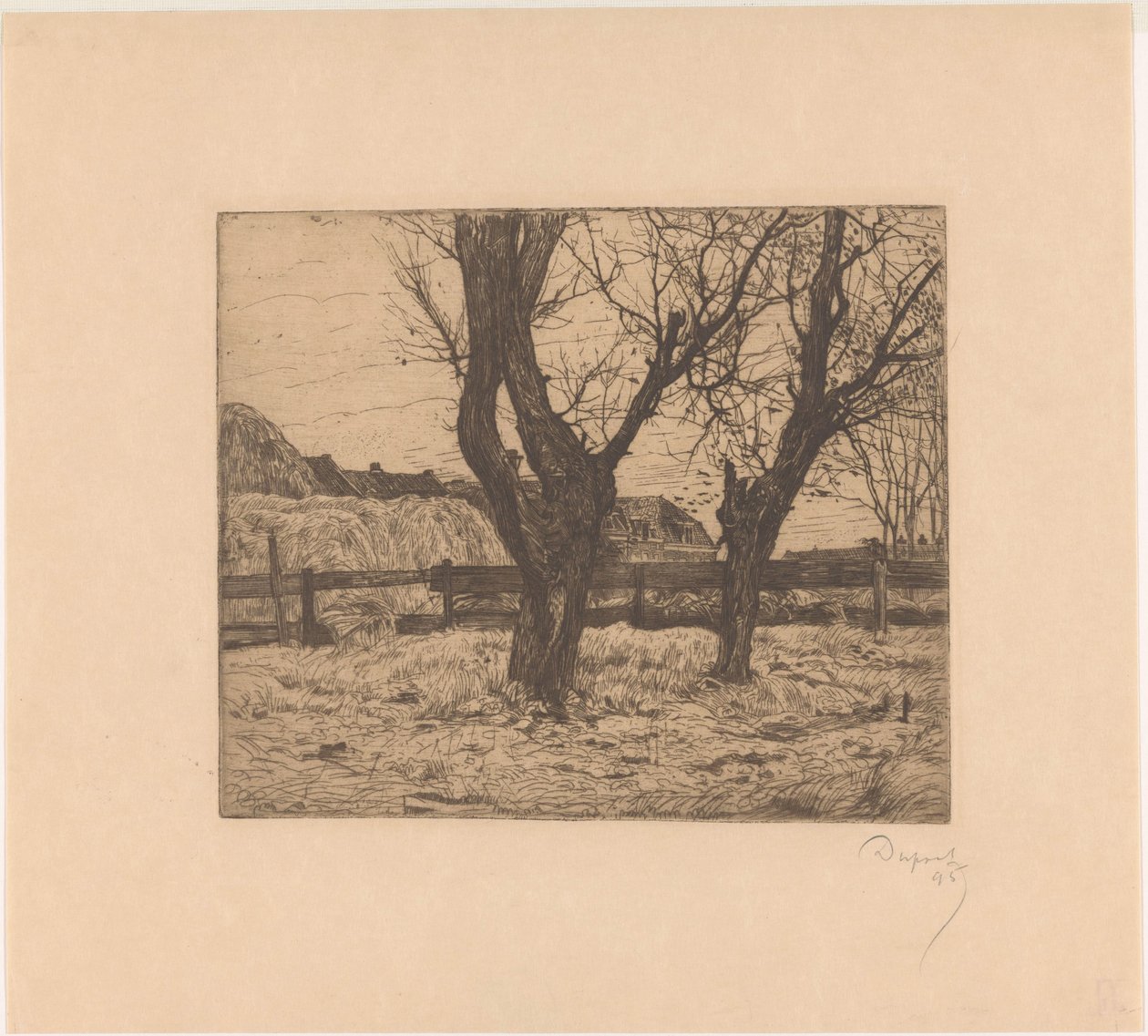Sauces de pino en un prado de Pieter Dupont (signed by artist)