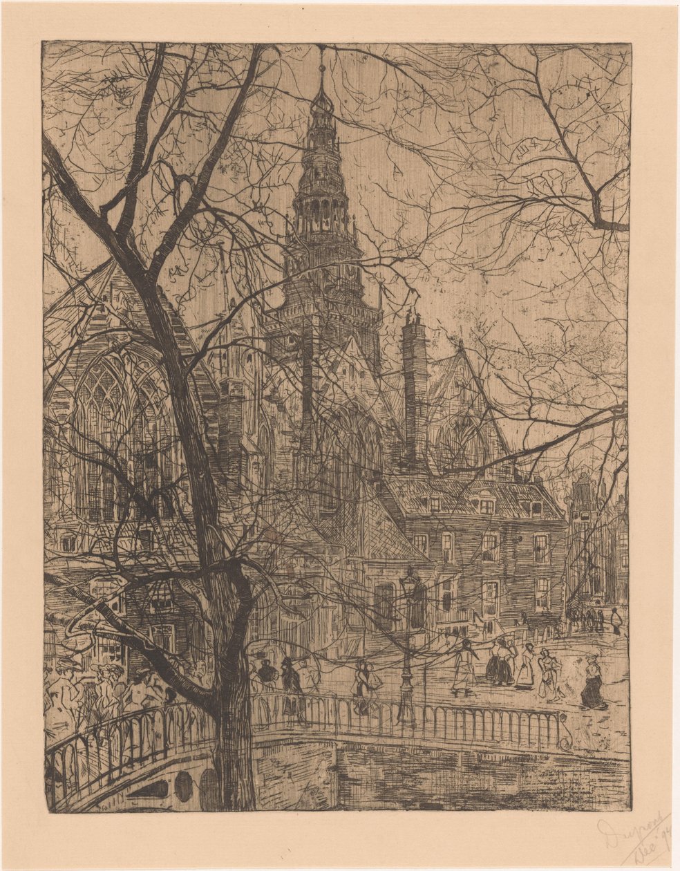 Iglesia vieja en Amsterdam de Pieter Dupont (signed by artist)