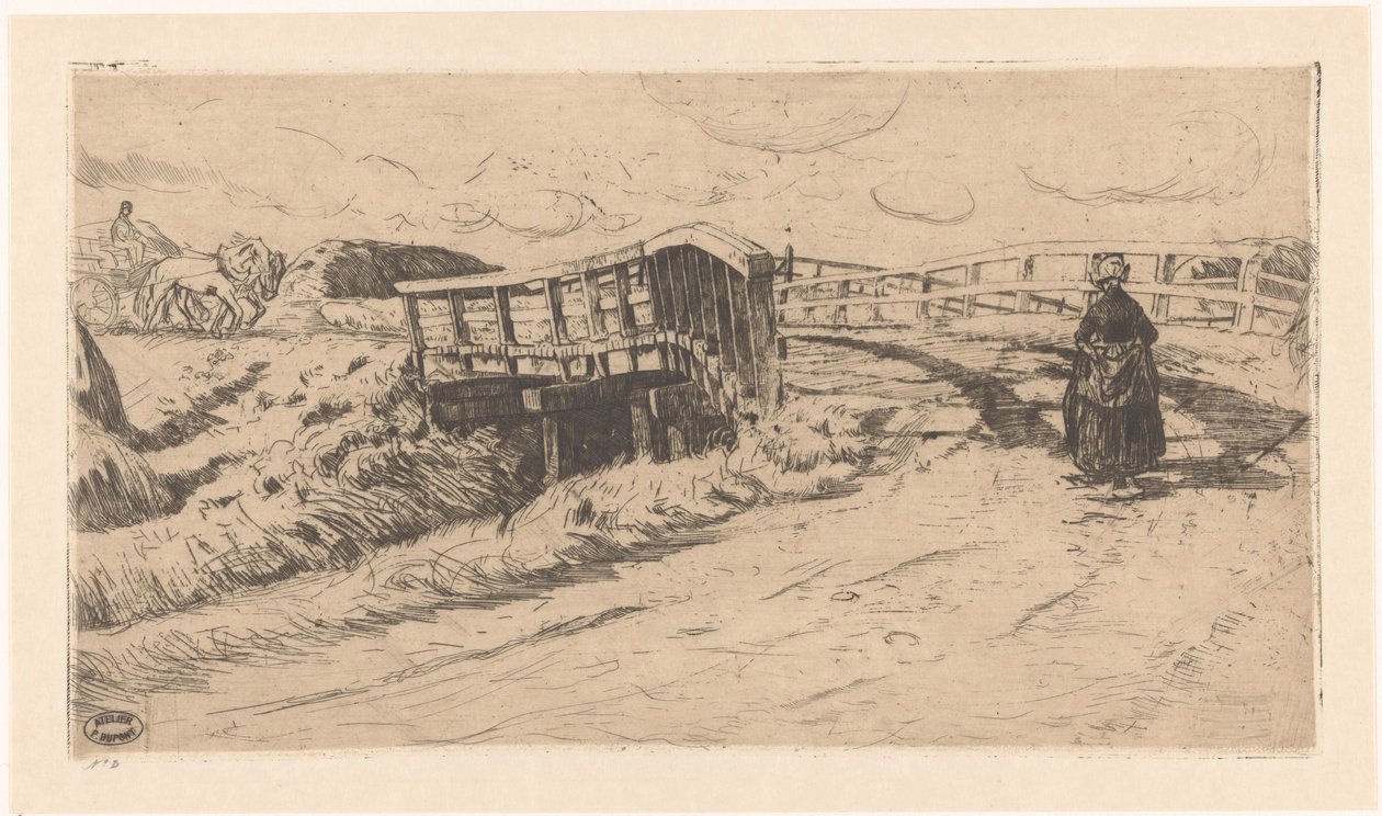 Camino rural con puente de Pieter Dupont