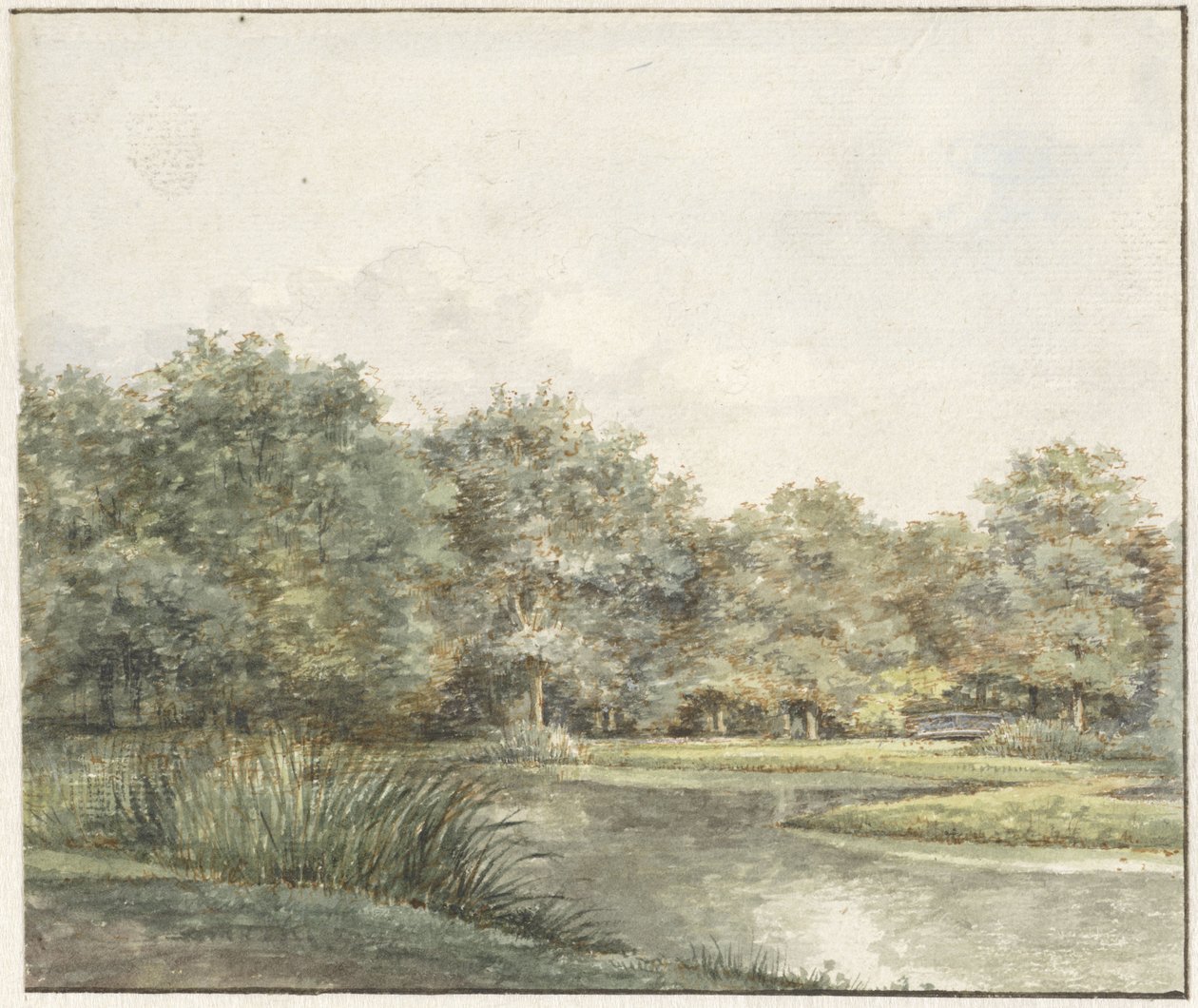 Paisaje con árboles al borde del agua de Pieter Ernst Hendrik Praetorius