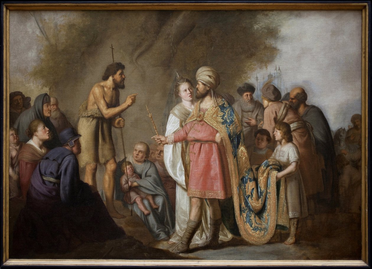 San Juan Bautista predicando frente a Herodes. Pintura de Pieter Fransz de Grebber (1600-1652), óleo sobre lienzo de Pieter Fransz. de Grebber