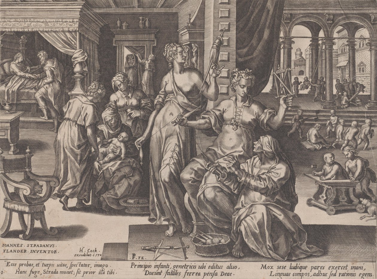 Nacimiento, de El curso de la vida humana, 1570 de Pieter Furnius