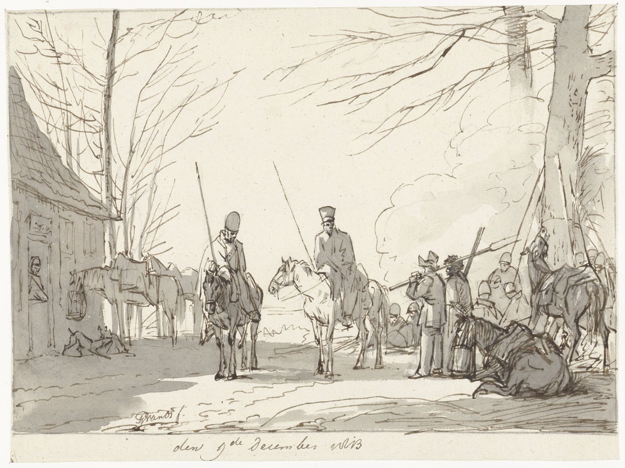 Vivac de los cosacos, 9 de diciembre de 1813 de Pieter Gerardus van Os (signed by artist)