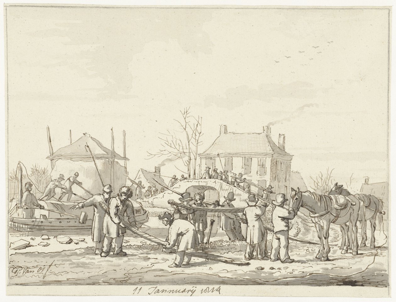 Zanja de suero de leche en Naarden, 11 de enero de 1814 de Pieter Gerardus van Os (signed by artist)
