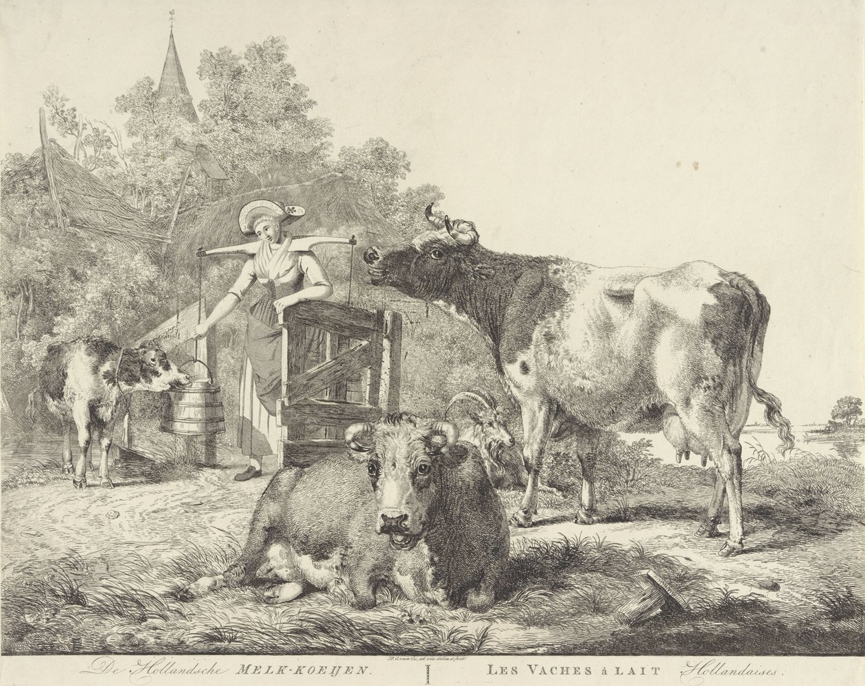 Vacas y lecheras
Las vacas lecheras holandesas/ Les vaches â lait hollandaises (título en el objeto) de Pieter Gerardus van Os