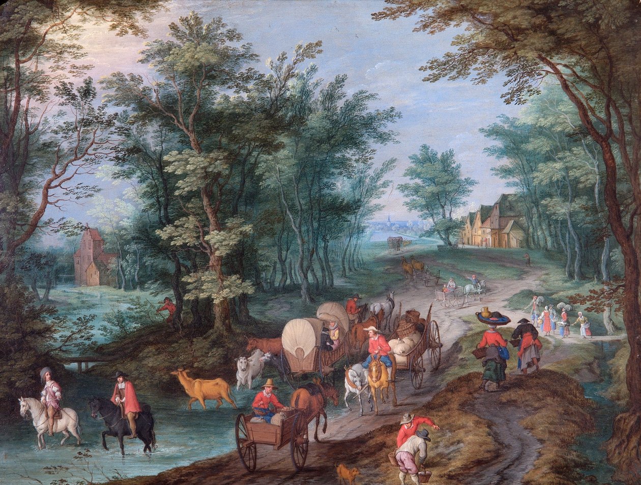 Paisaje con figuras cruzando un arroyo (óleo sobre cobre) de Peeter Gijsels