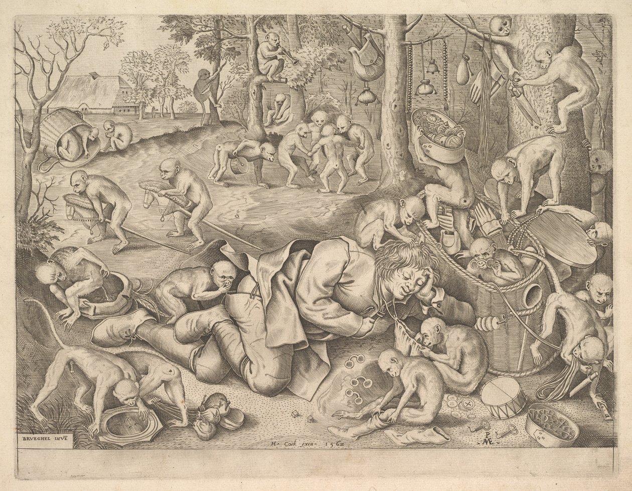 El comerciante robado por monos, 1562 de Pieter Heyden van der