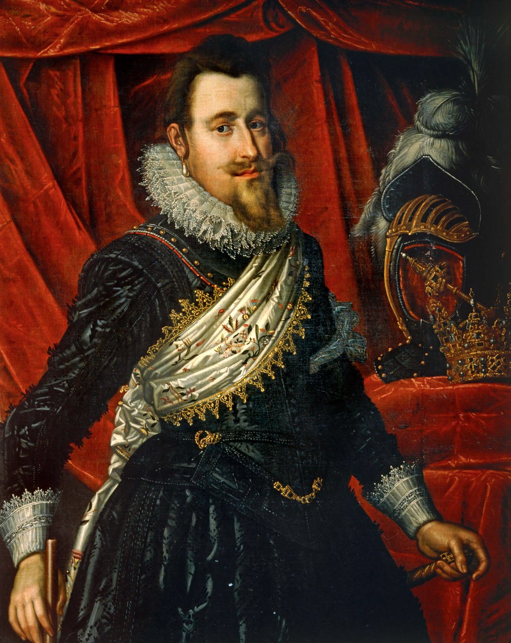Retrato de Christian IV de Dinamarca (óleo sobre lienzo) de Pieter Isaacsz