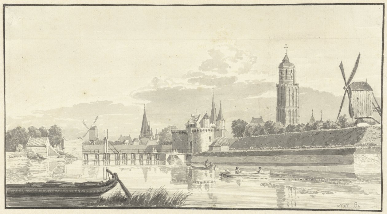 El Kamperpoort en Zwolle de Pieter Jan van Liender (attributed to)