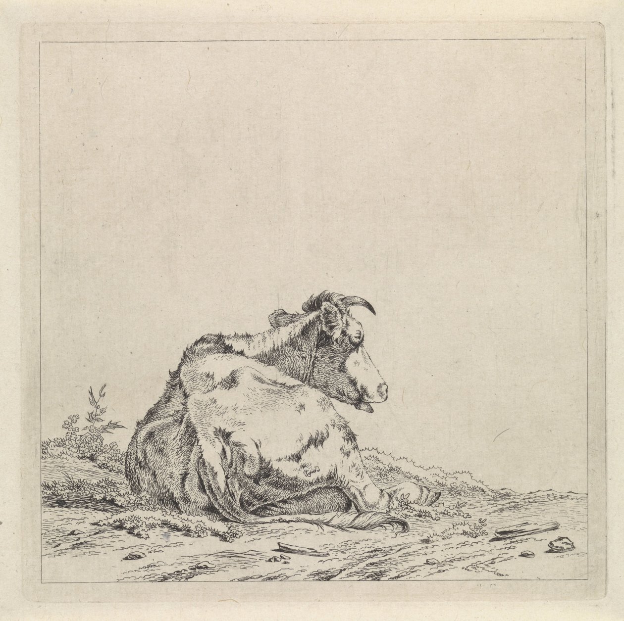 Paisaje con vaca acostada de Pieter Janson