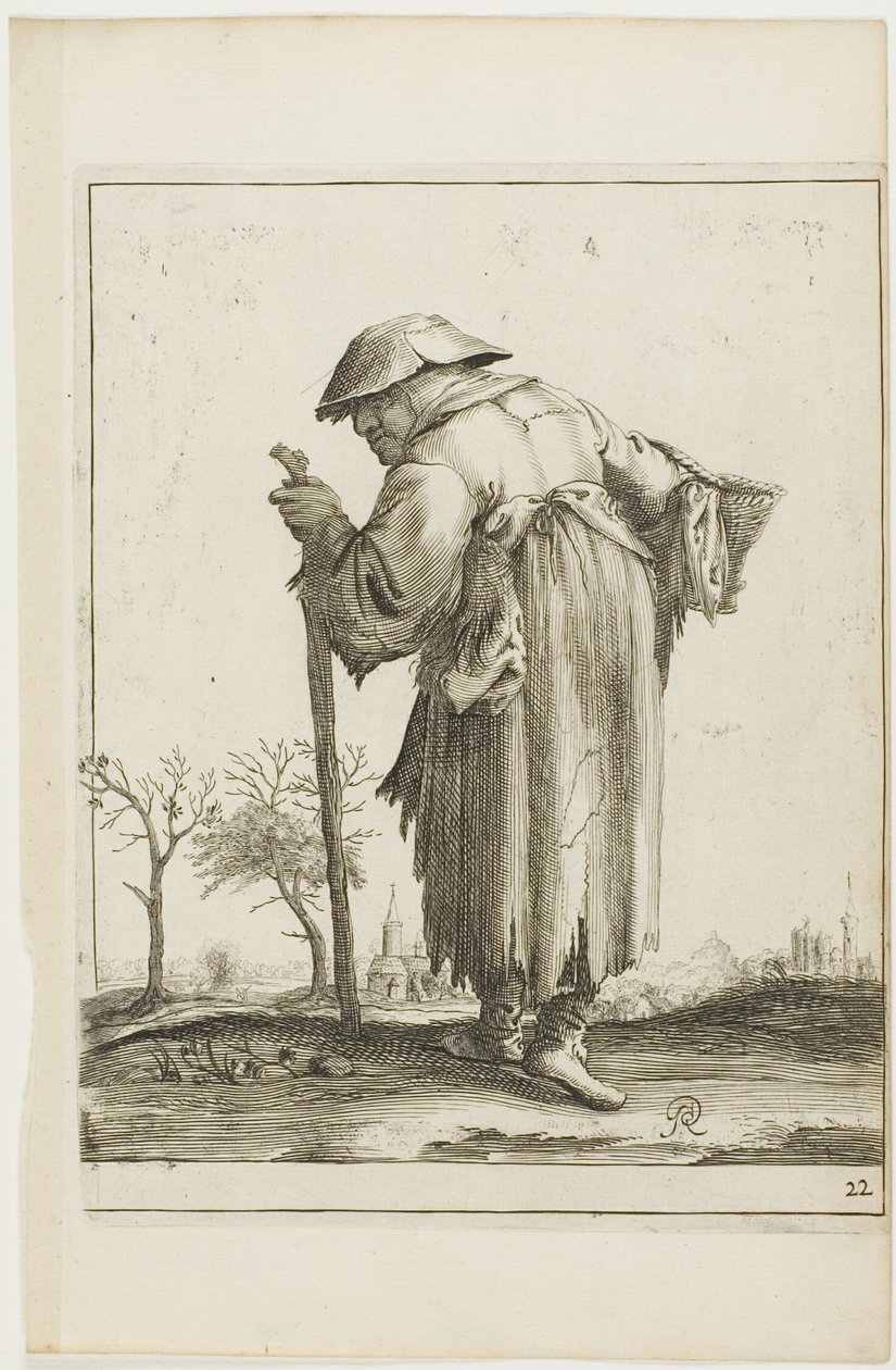 Marching Beggar Woman with a Basket, de T is al verwart-gaern (Ya es confuso) de Pieter Jansz. Quast