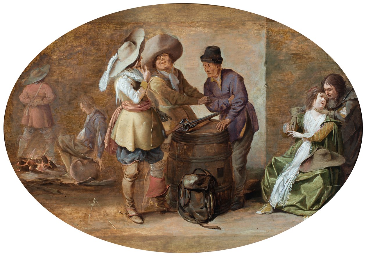 Interior de una sala de guardia (óleo sobre tabla) de Pieter Jansz. Quast