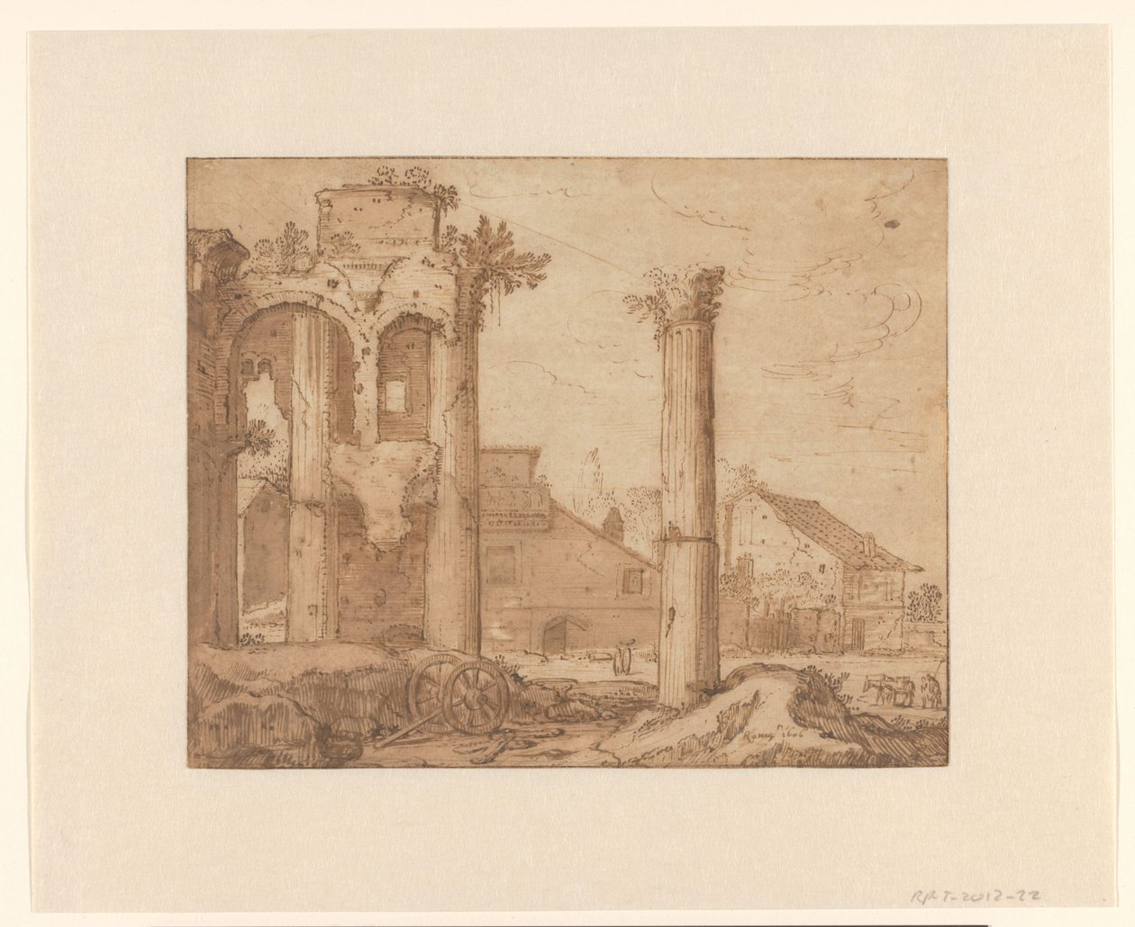 El Foro de Nerva en Roma, visto desde el Templo de Minerva de Pieter Lastman
