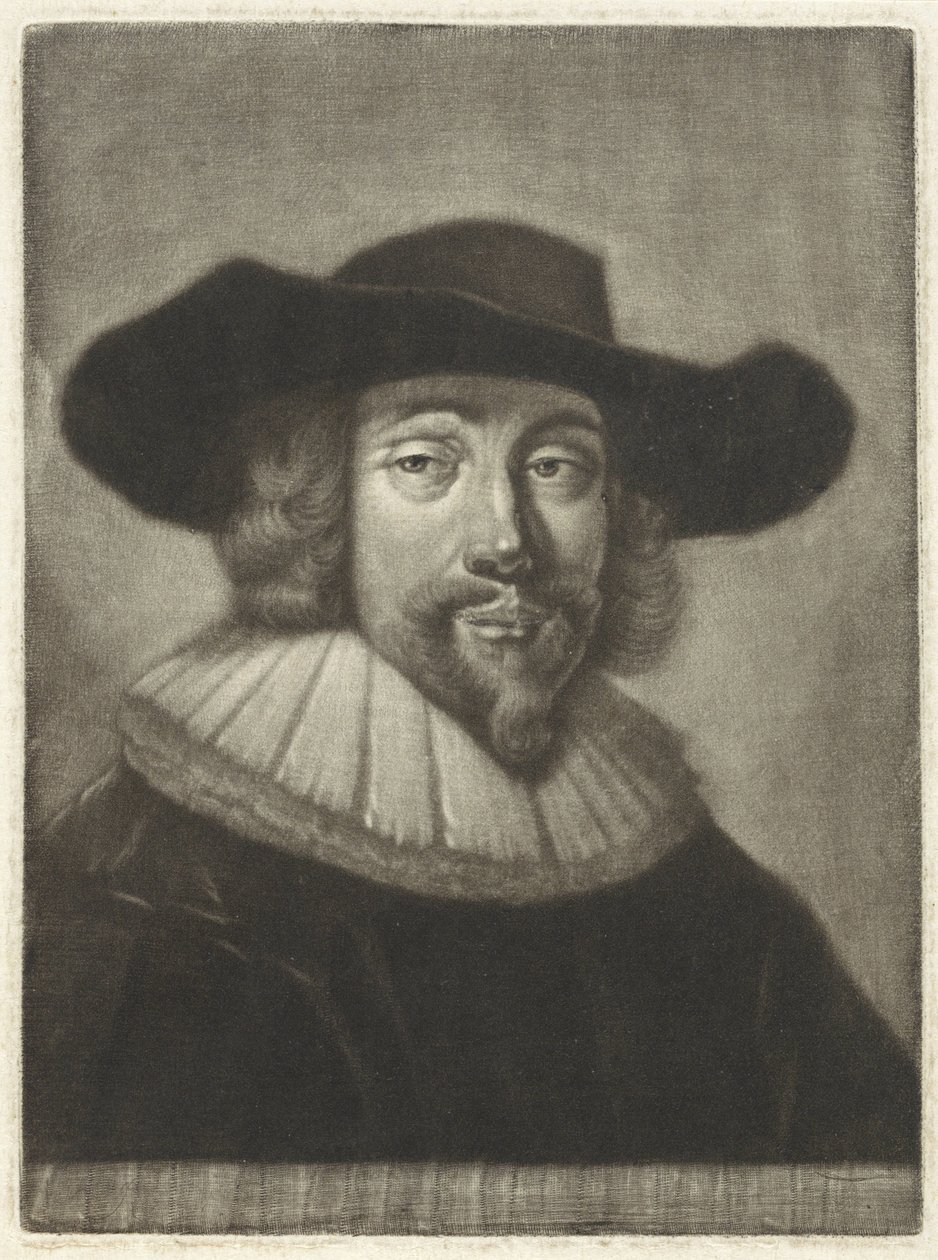 Retrato de un hombre con sombrero y cuello de Pieter Louw
