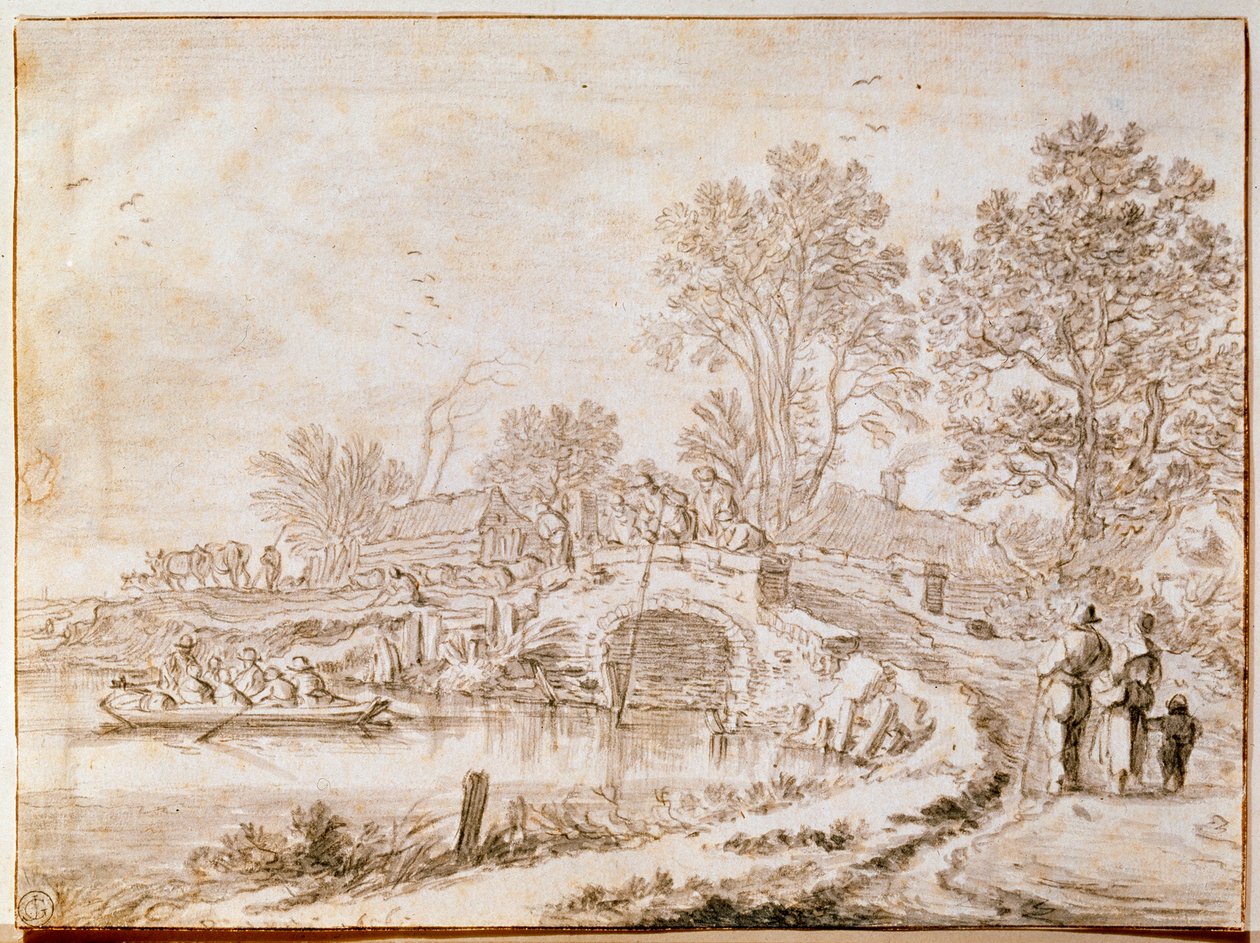 Puente sobre un canal en el mes de mayo, 1656 de Pieter Molijn