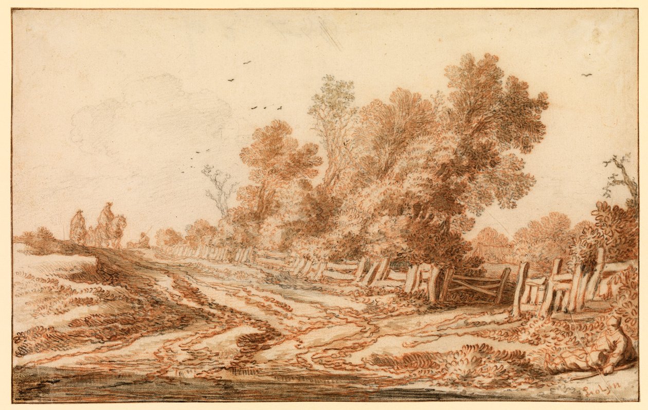 Paisaje con viajeros en un camino, 1653 - 1657 de Pieter Molijn