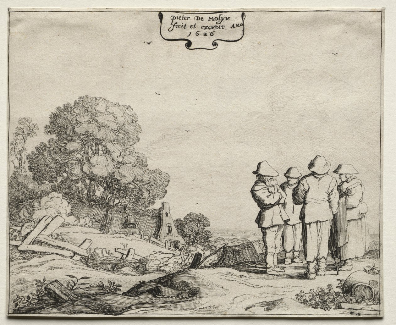 Paisaje con cuatro campesinos conversando de Pieter Molyn