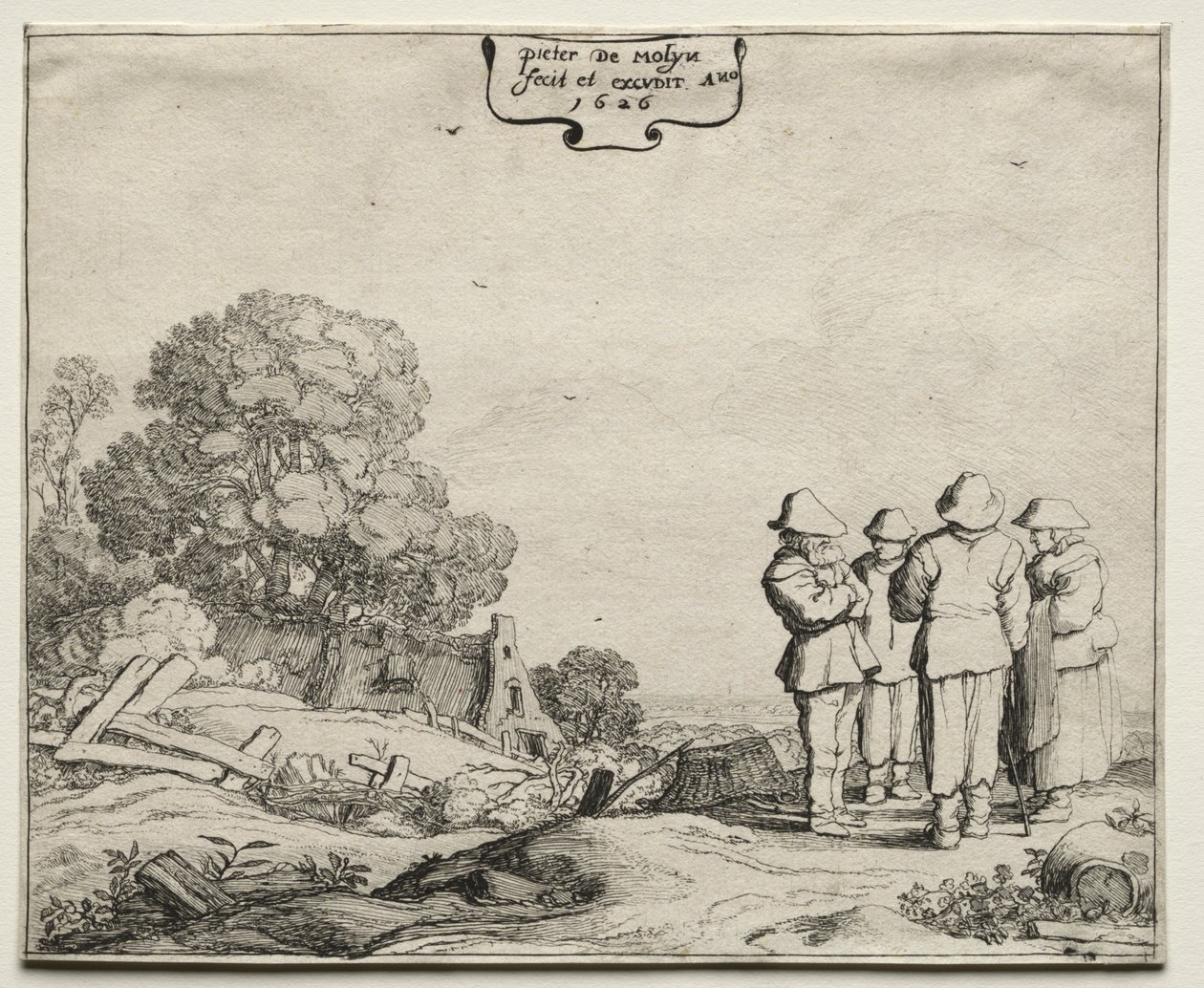 Paisaje con cuatro campesinos conversando de Pieter Molyn