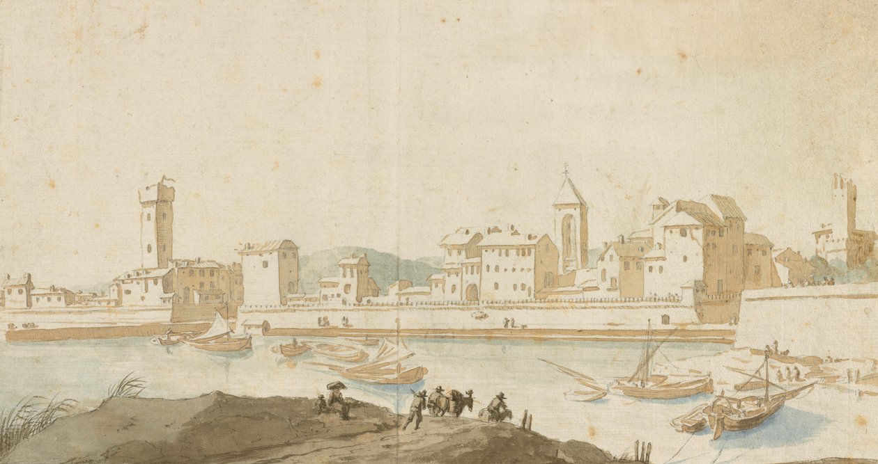 Vista de Civitavecchia con la muralla del puerto de Pieter Moninckx
