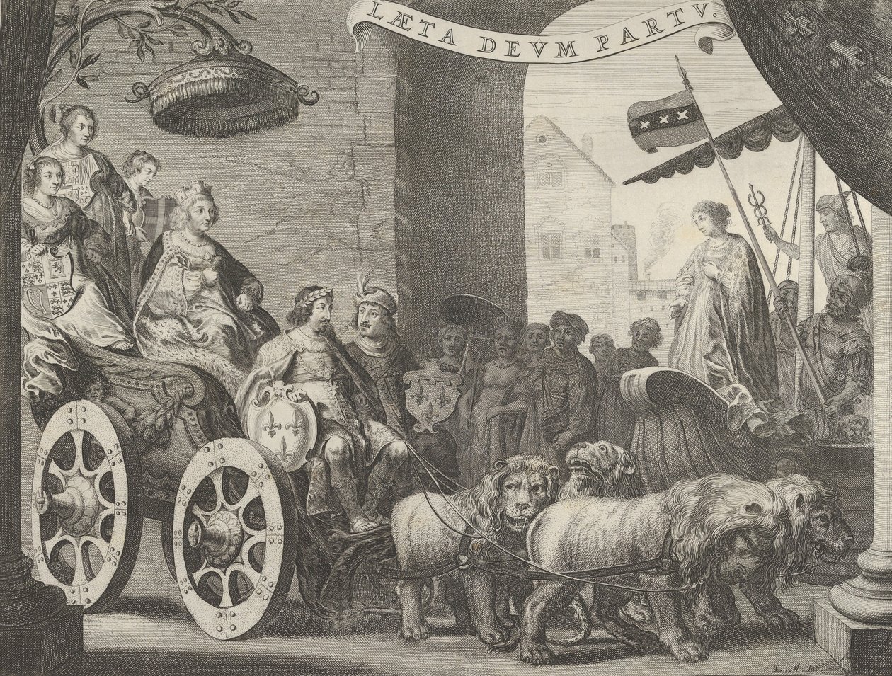 Placa 5a: María de Médici como Berecynthia, de Caspar Barlaeus, Medicea Hospes, 1638 de Pieter Nolpe
