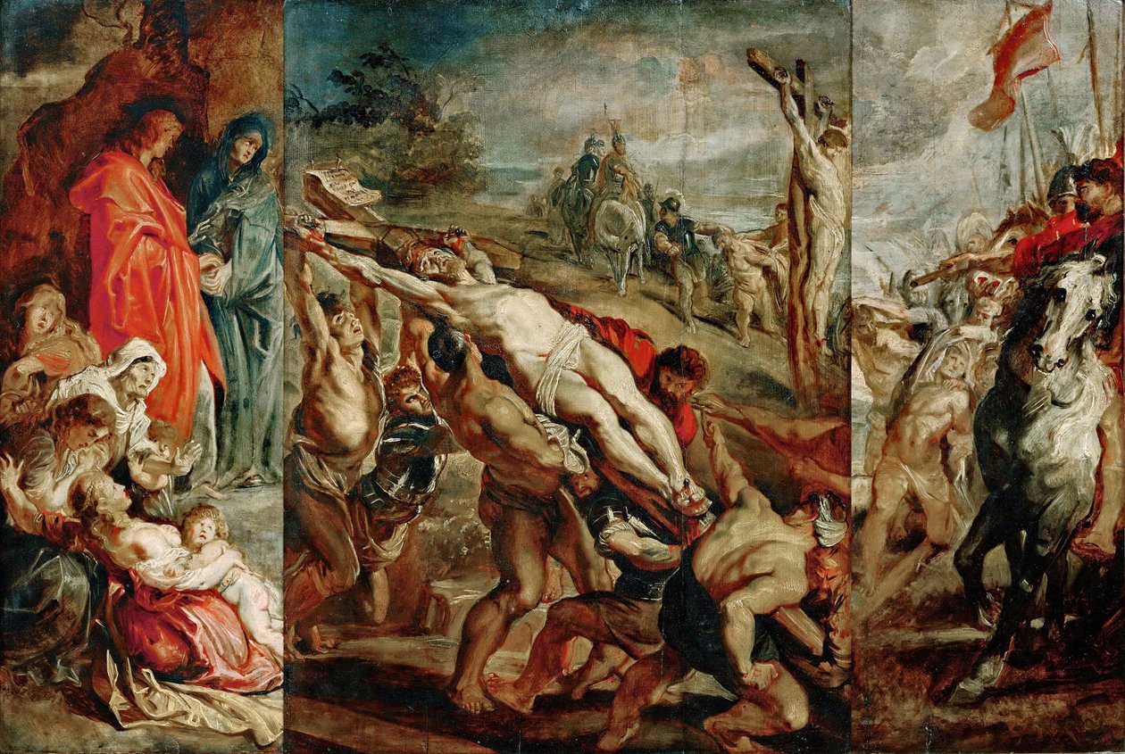 La Elevación de la Cruz (boceto para el tríptico) de Peter Paul Rubens
