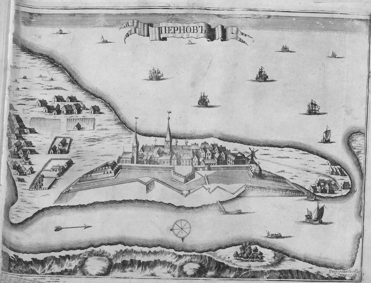 Vista del Sitio de Pärnu en agosto de 1710, 1715 de Pieter Pickaert