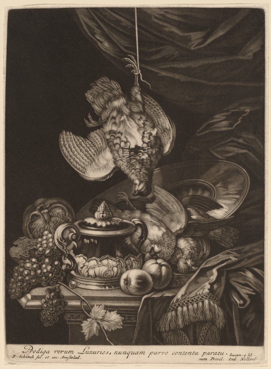 Naturaleza muerta con una perdiz colgante de Pieter Schenck I