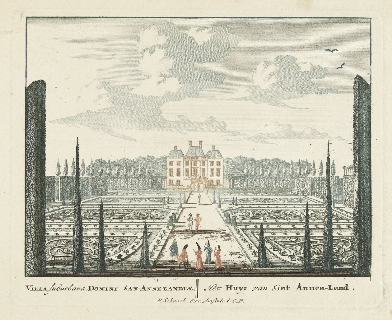 Vista de la casa de campo Clingendael en La Haya
Uitgeleesene Gesichte van het Wijdvermaarde Loo als andere vorstelijke Huisen (título de la serie)
Admirandorum quadruplex spectaculum (título de la serie) de Pieter Schenk (I)