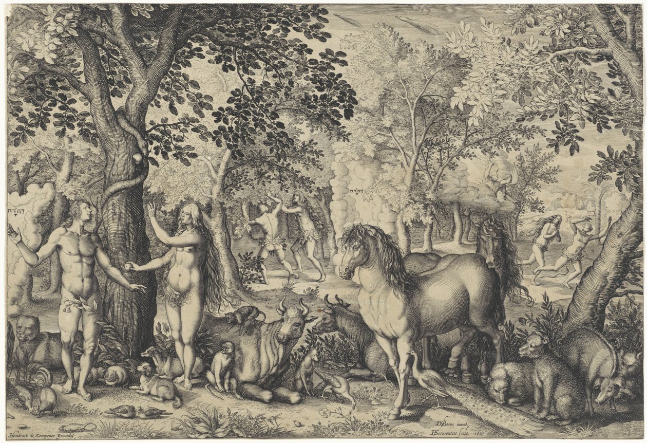 Adán y Eva en el paraíso de Pieter Serwouters