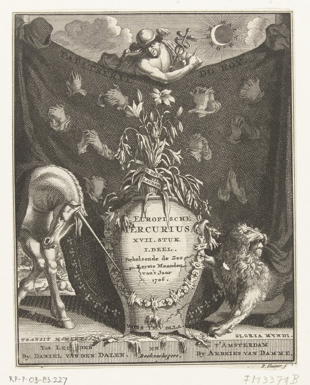 Portada del Mercury europeo del año 1706 de Pieter Sluyter