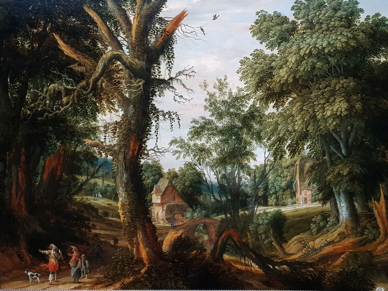 Paisaje arbolado con figuras de Pieter Stalpaert