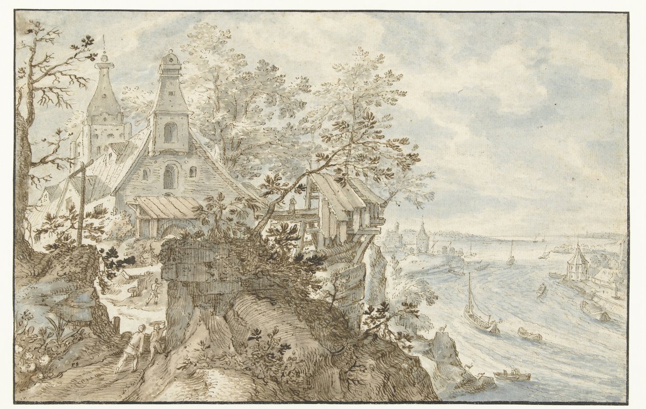Río con una capilla a la izquierda de Pieter Stevens (I)