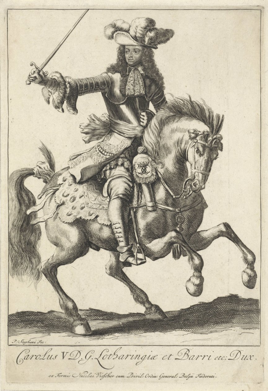 Retrato ecuestre de Carlos V Leopoldo, duque de Lorena de Pieter Stevens (vermeld in 1689)