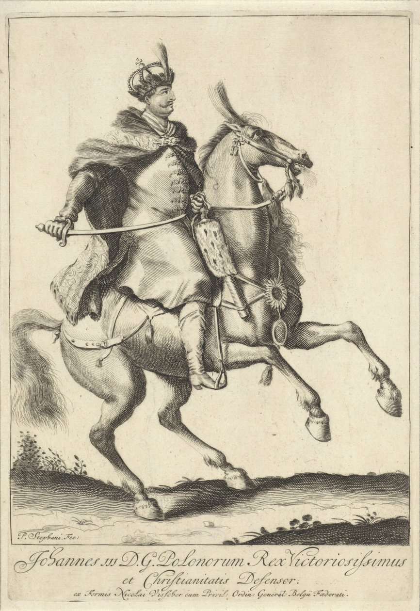 Retrato ecuestre del rey Juan III Sobieski de Polonia de Pieter Stevens (vermeld in 1689)