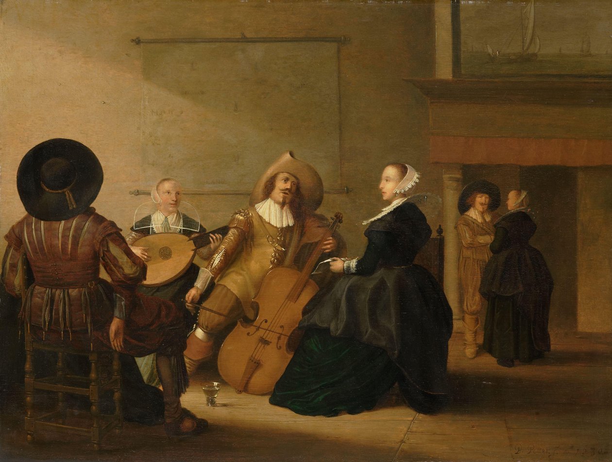 Una compañía musical en un interior de Pieter Symonsz Potter