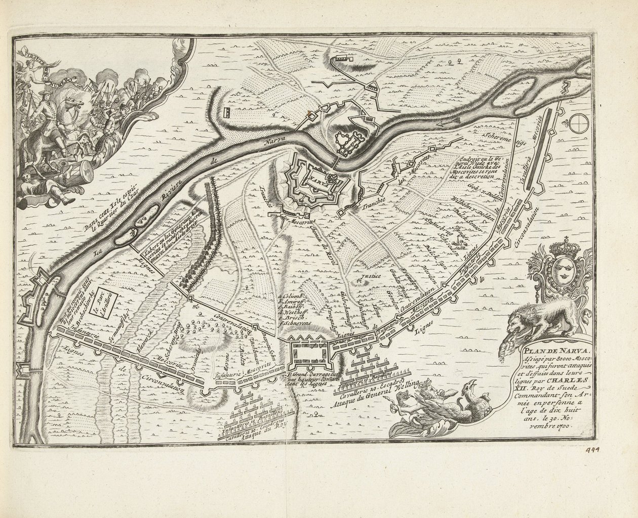 El asedio y la batalla de Narva en 1700 de Pieter Van der Aa