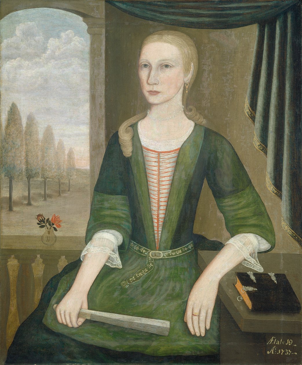 Joven dama con un abanico de Pieter Vanderlyn