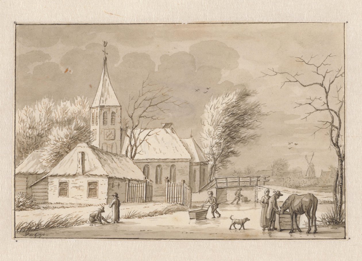 Paisaje invernal junto a una iglesia de Pieter de Goeje